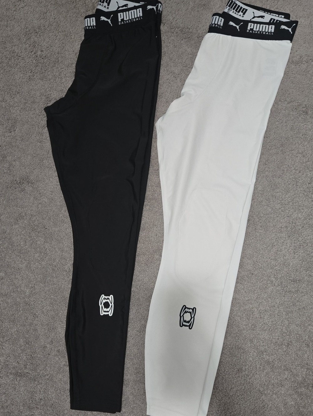 Puma Hoops Basketball 3/4 Leggings Black White Mens Medium